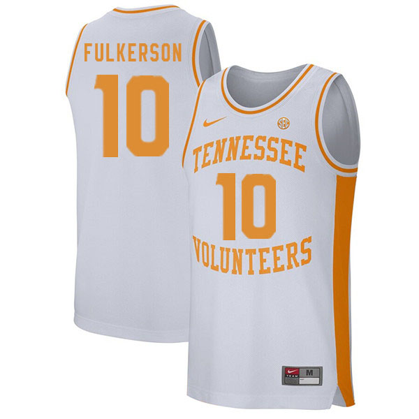 Men #10 John Fulkerson Tennessee Volunteers College Basketball Jerseys Sale-White - Click Image to Close